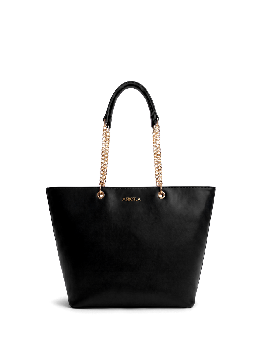 "Safiya" Black Chain Tote Bag