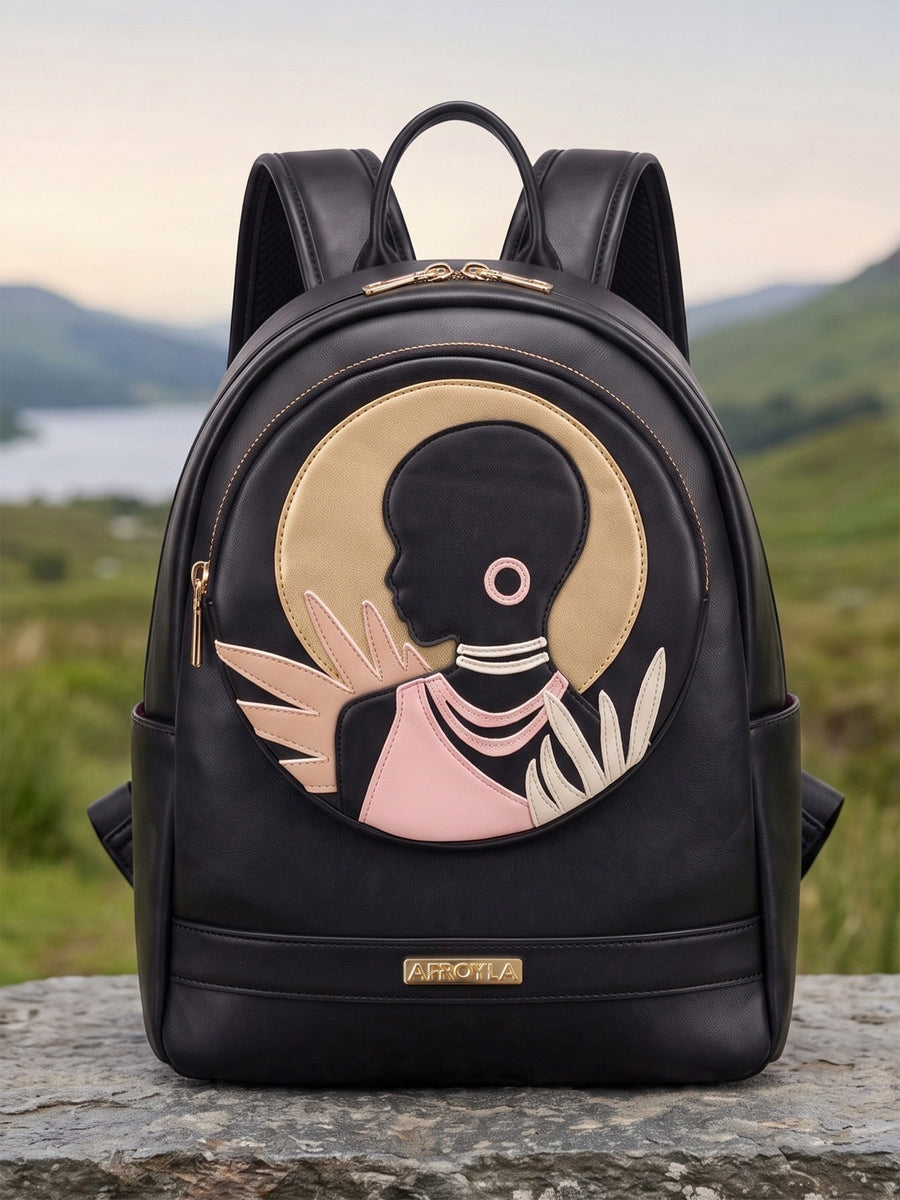"Malaika" Applique Leather Backpack