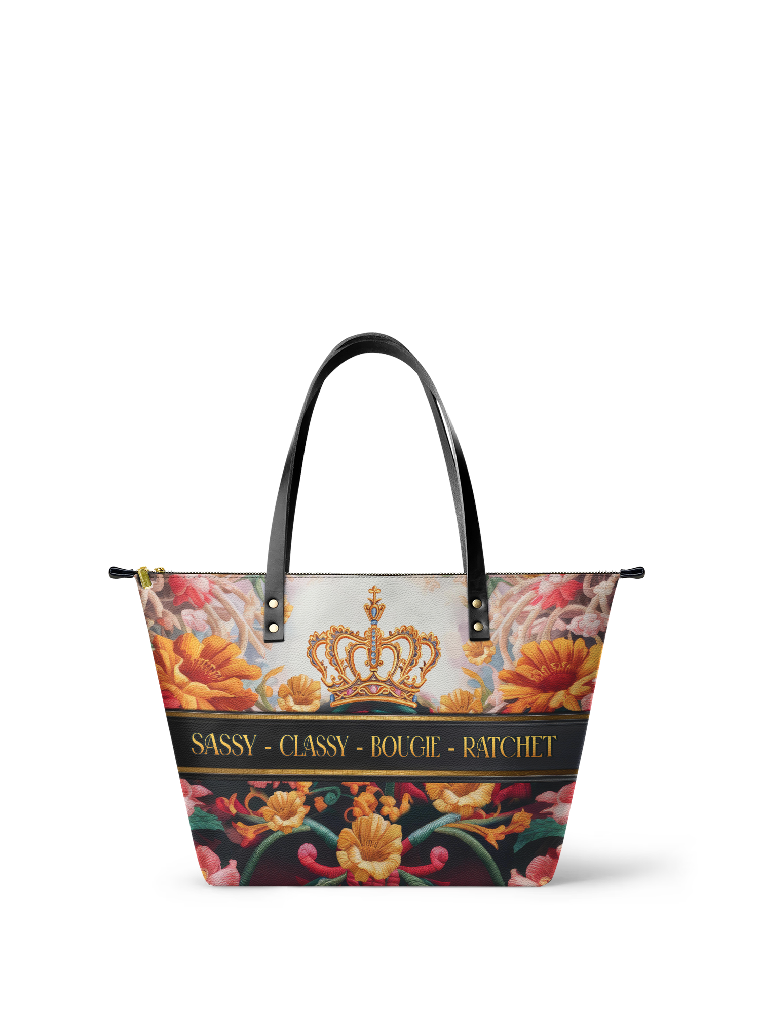 Naija Royale Tote Bag — Crowned in Gold and Florals | Afroyla