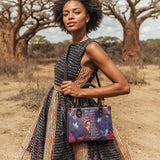 "Imani" Blue Orchid Small Leather Handbag Deal
