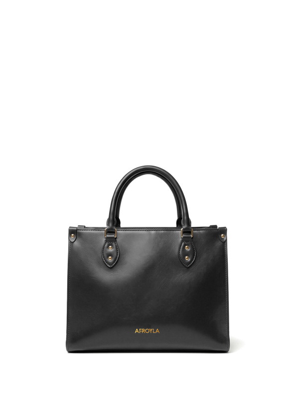 "Serwa" Black Leather Handbag