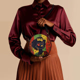 "Aina" Flame Red Circle Crossbody Bag