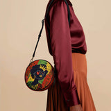 "Aina" Flame Red Circle Crossbody Bag
