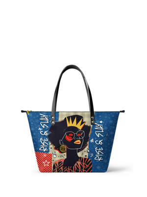 "Aina" Blueberry Snow Leather Tote Bag
