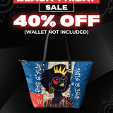 "Aina" Blueberry Snow Leather Tote Bag Deal