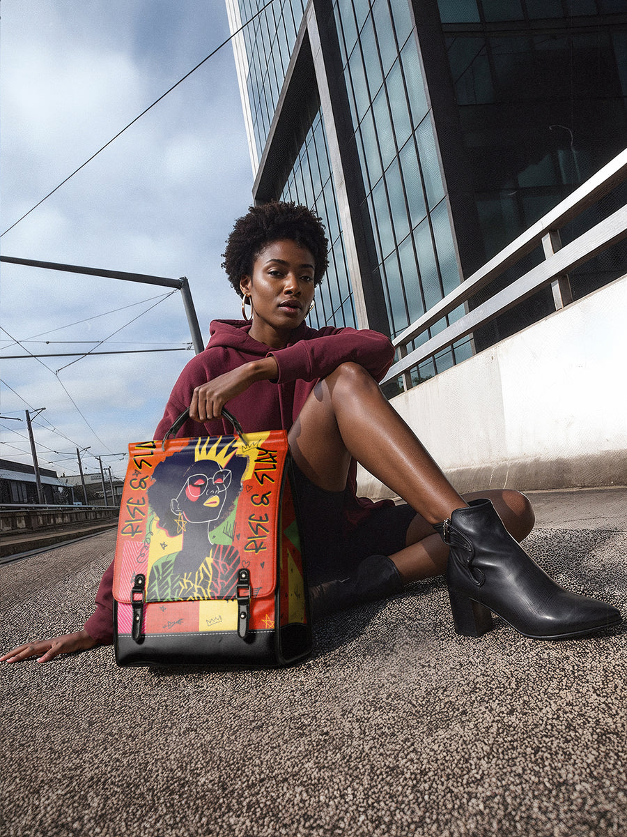 "Aina" Flame Red Leather Backpack