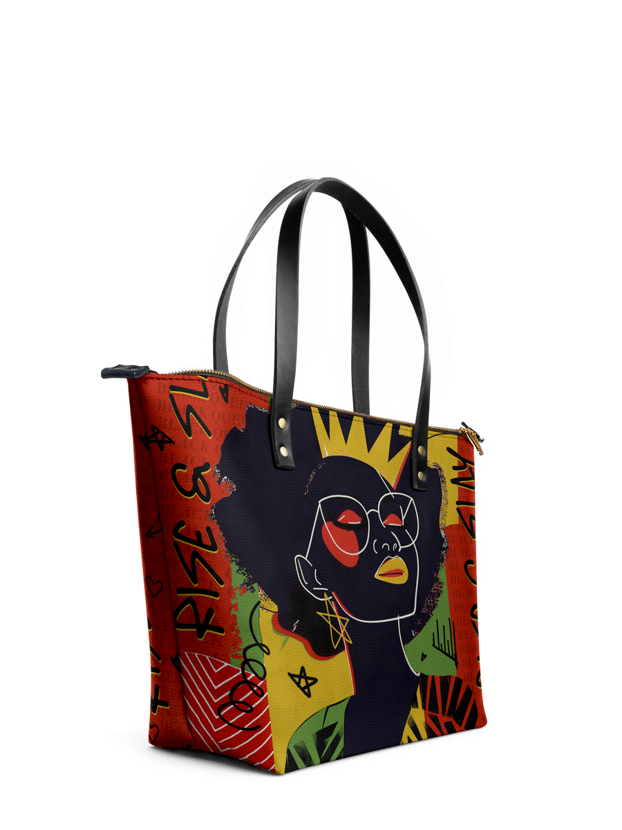 "Aina" Flame Red Leather Tote Bag Matching Set - DD DEAL