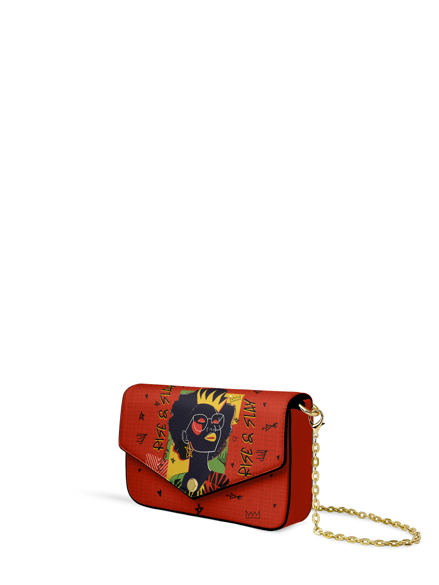 "Aina" Flame Red Envelope Chain Crossbody Bag