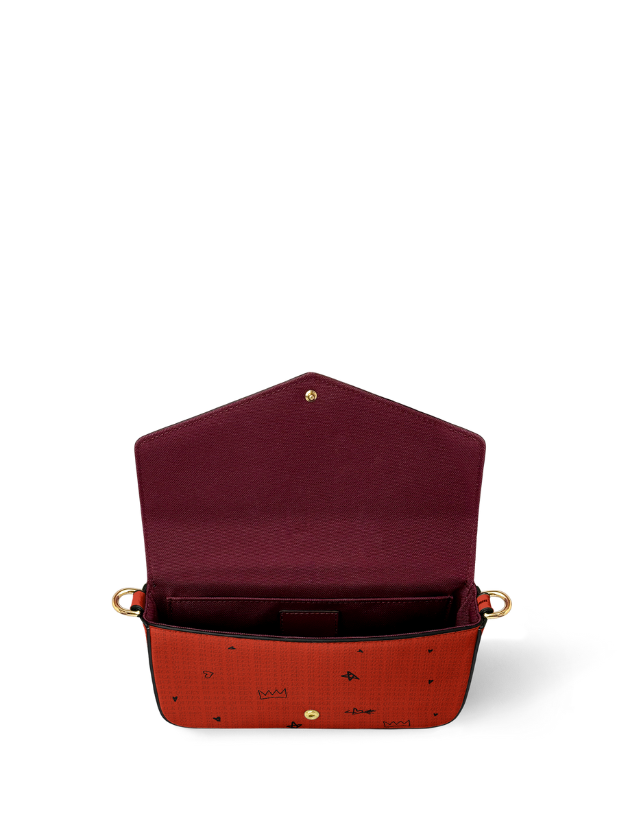 "Aina" Flame Red Envelope Chain Crossbody Bag