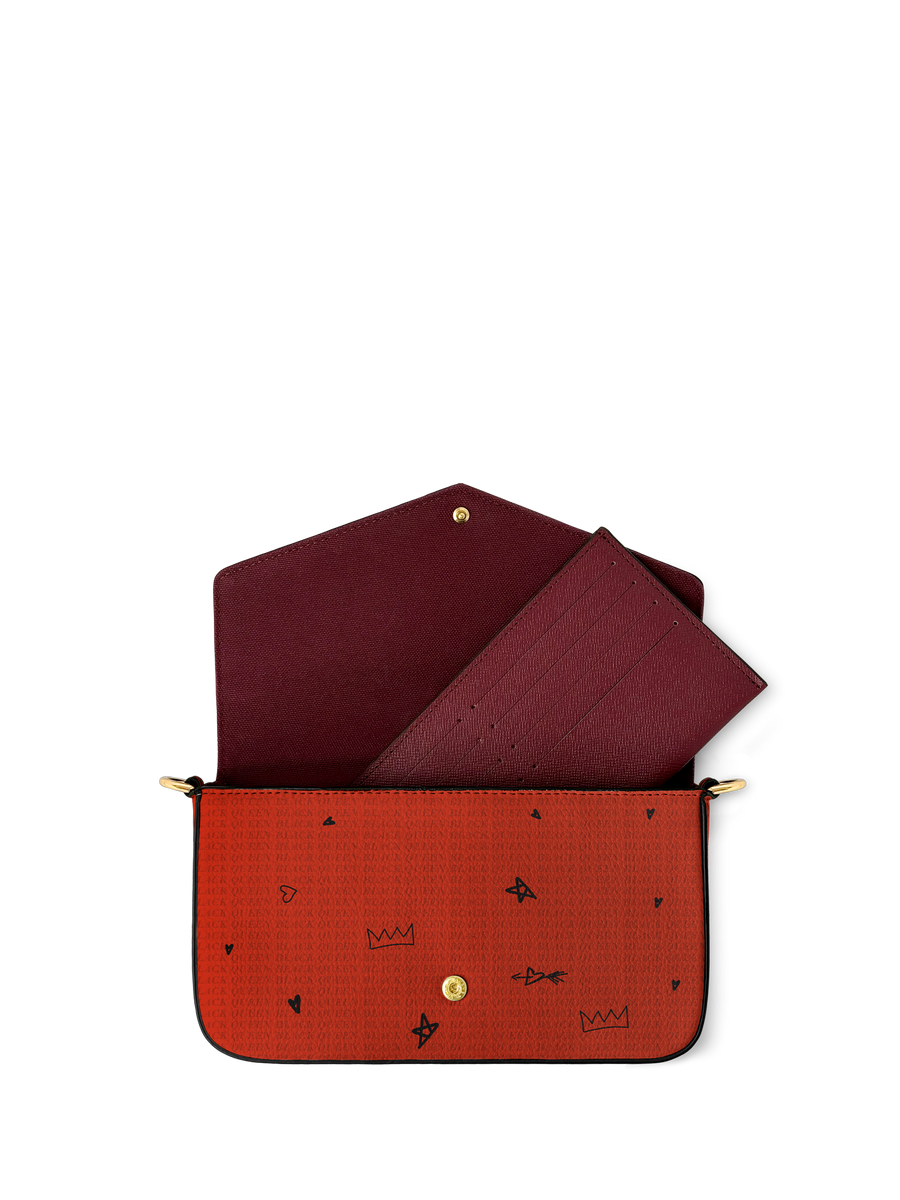 "Aina" Flame Red Envelope Chain Crossbody Bag