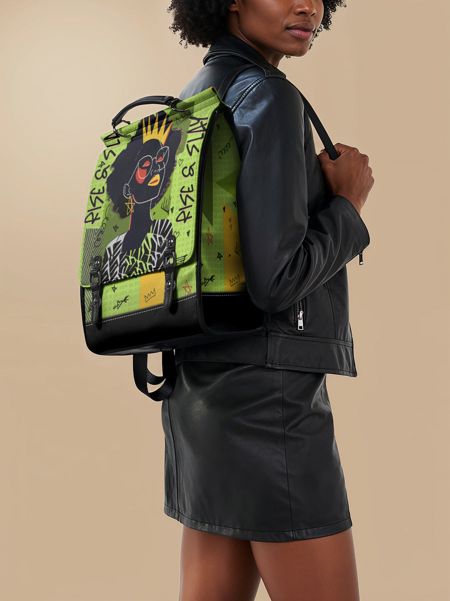 "Aina" Lime Pop Leather Backpack