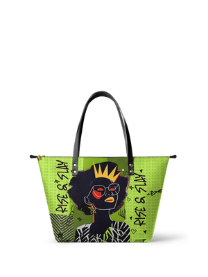 "Aina" Lime Pop Leather Tote Bag