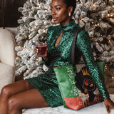 "Aina" Lime Pop Xmas Leather Tote Bag
