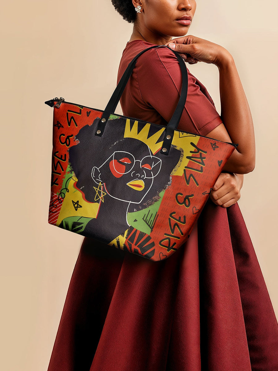 "Aina" Flame Red Leather Tote Bag Matching Set - DD DEAL