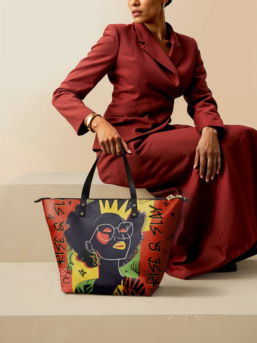 "Aina" Flame Red Leather Tote Bag Matching Set - DD DEAL