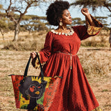 "Aina" Rise & Slay Red Juneteenth Leather Tote Bag Deal