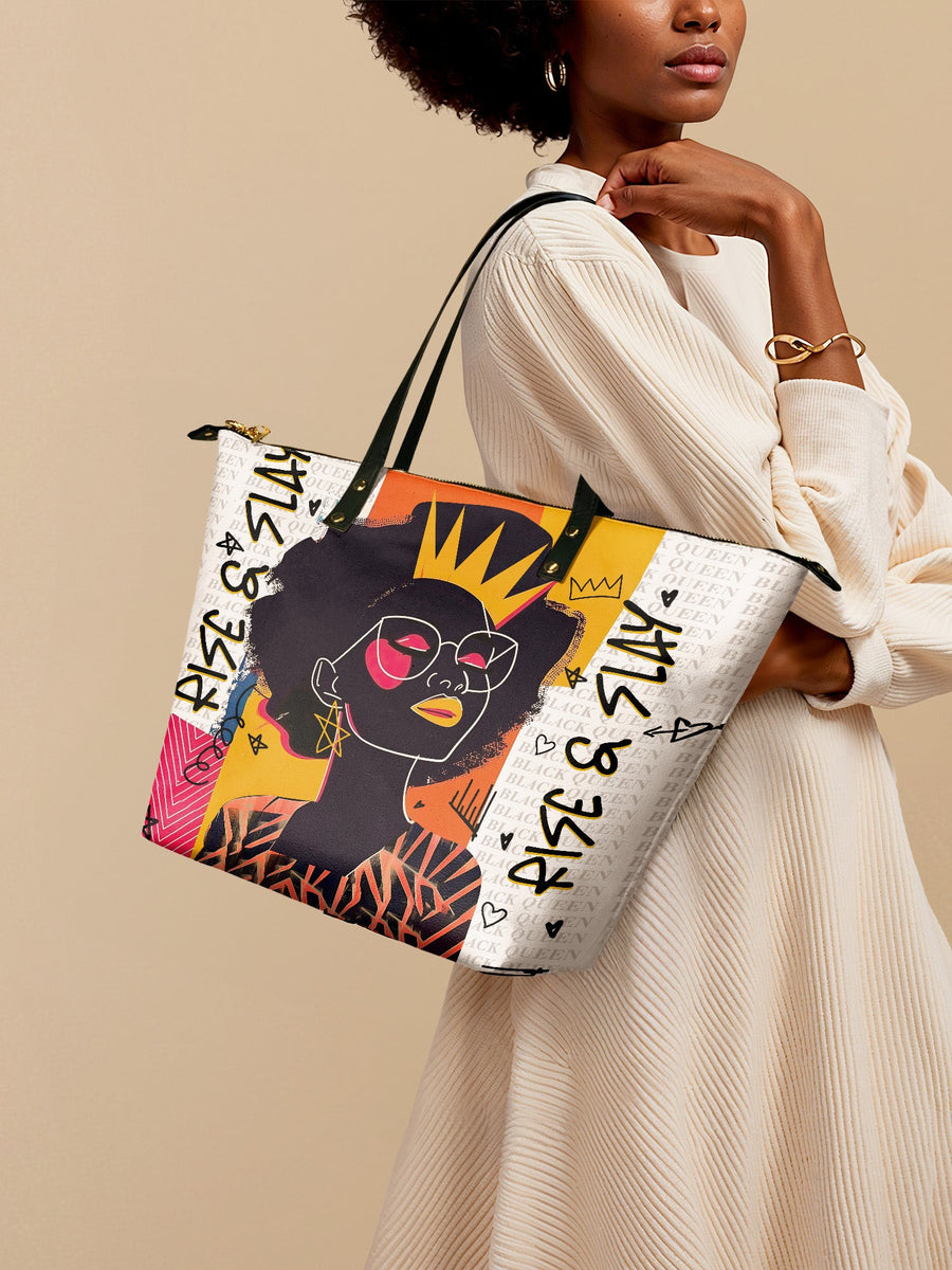"Aina" Coconut White Leather Tote Bag