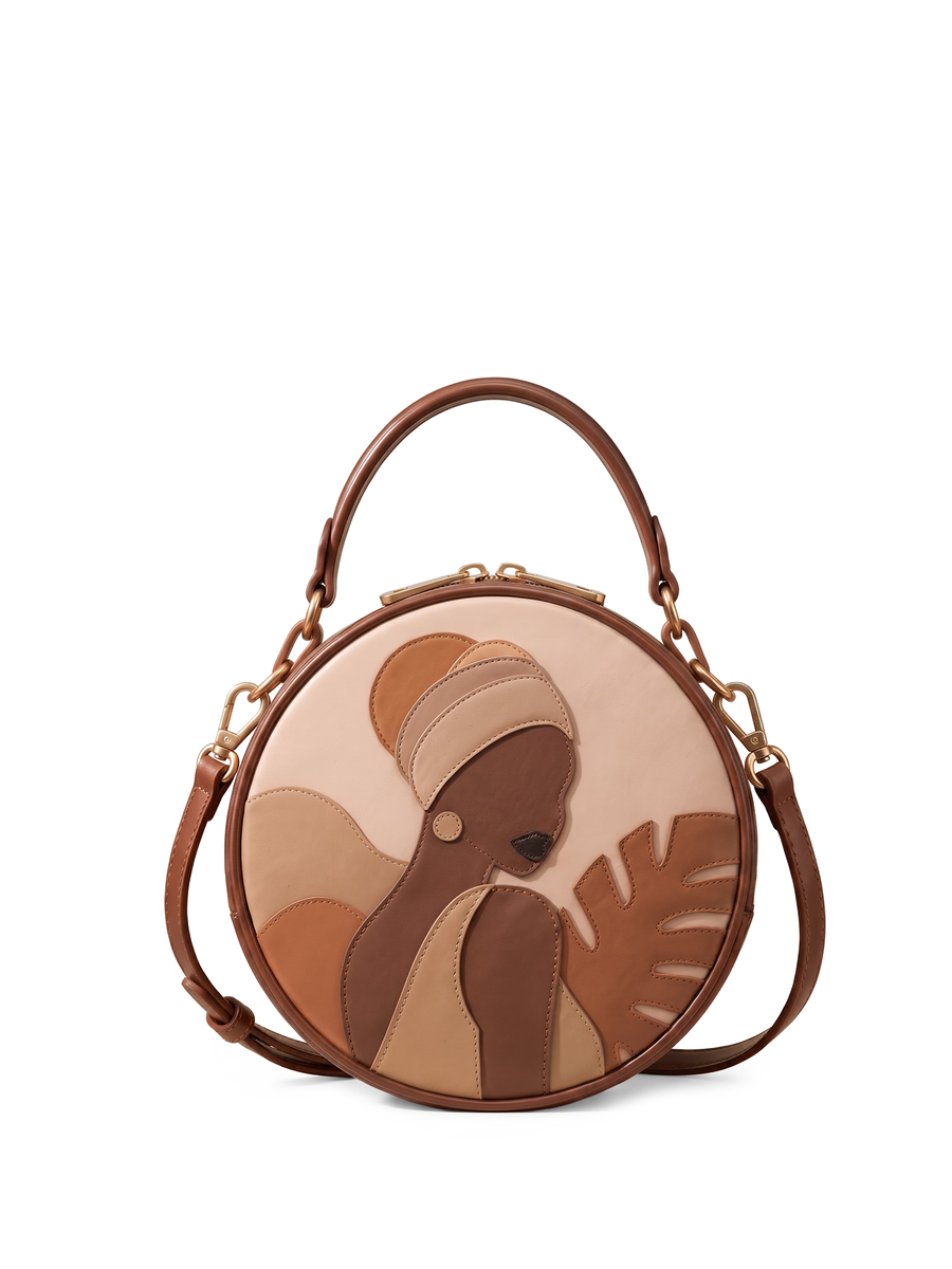 "Amani" Applique Circle Crossbody Bag