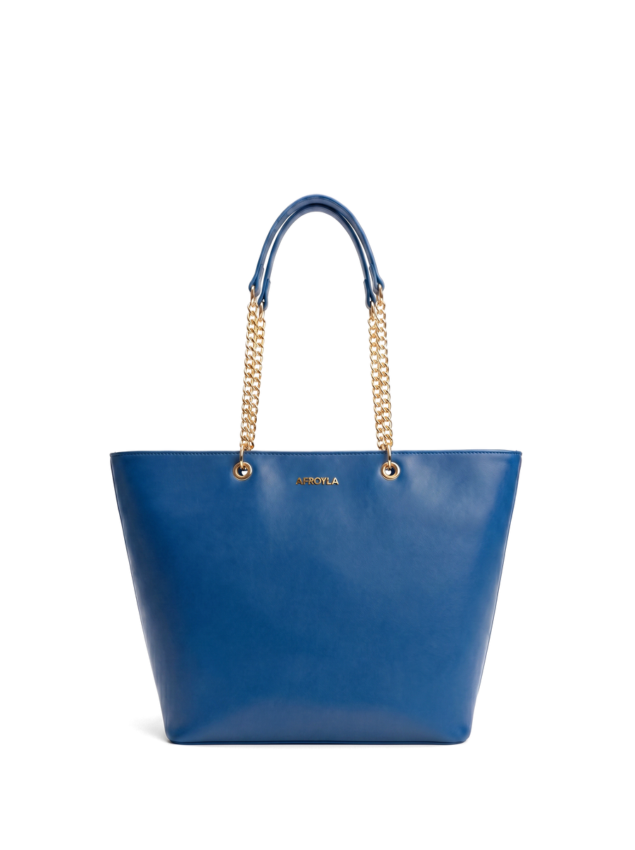 "Safiya" Cobalt Blue Chain Tote Bag