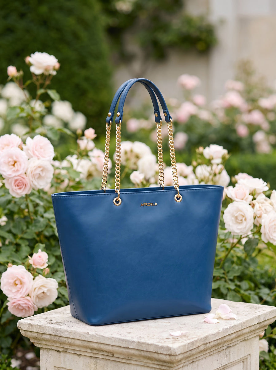 "Safiya" Cobalt Blue Chain Tote Bag