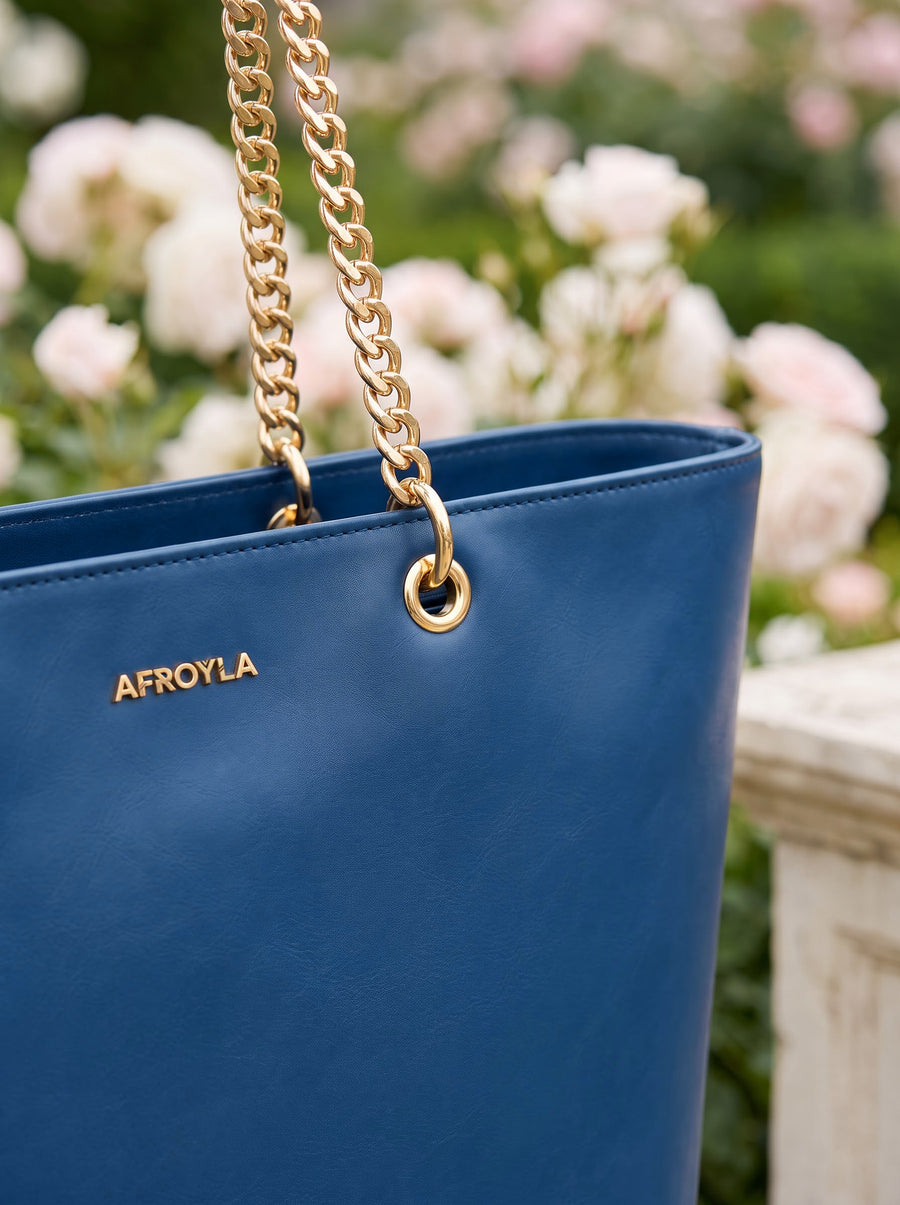 "Safiya" Cobalt Blue Chain Tote Bag