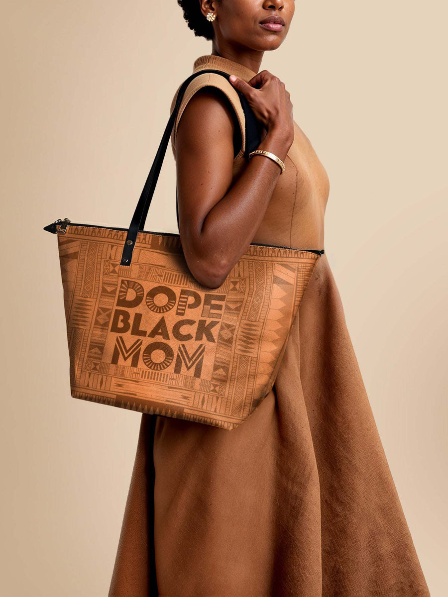 "Dope Black Mom" Leather Tote Bag Matching Set - DD DEAL