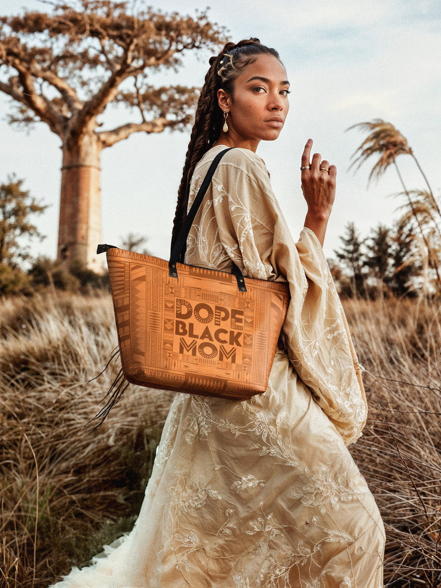 "Dope Black Mom" Leather Tote Bag