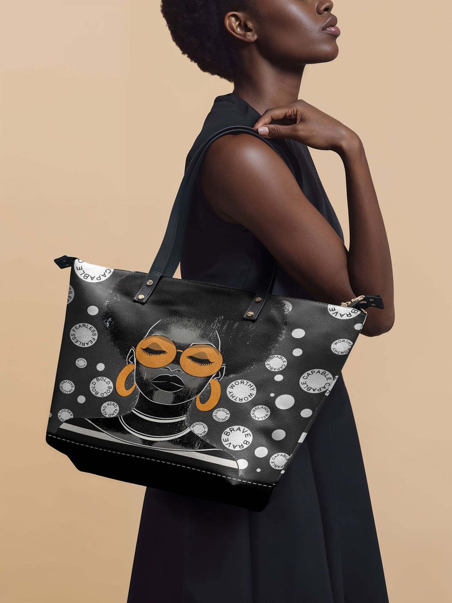 "Fahari" Monochrome Leather Tote Bag - DD DEAL