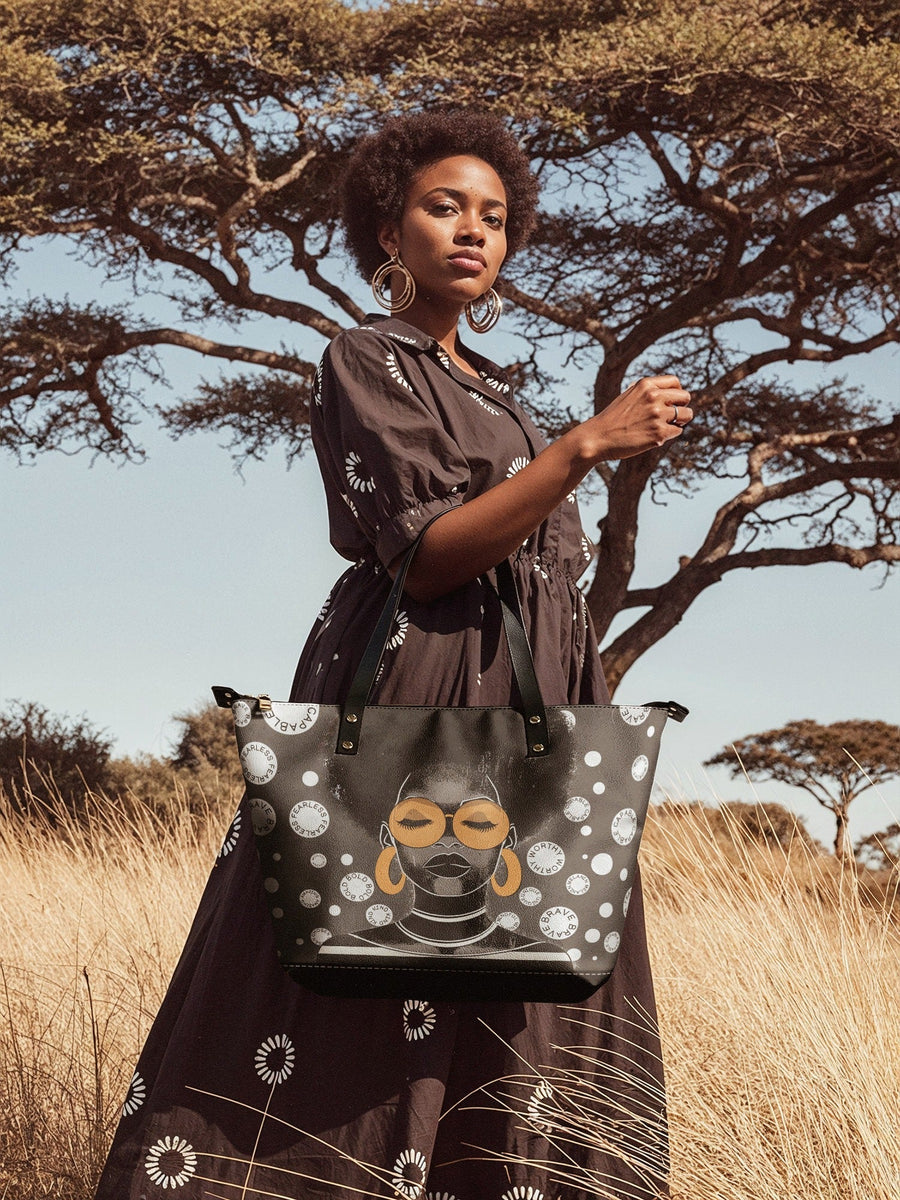 "Fahari" Monochrome Leather Tote Bag - DD DEAL