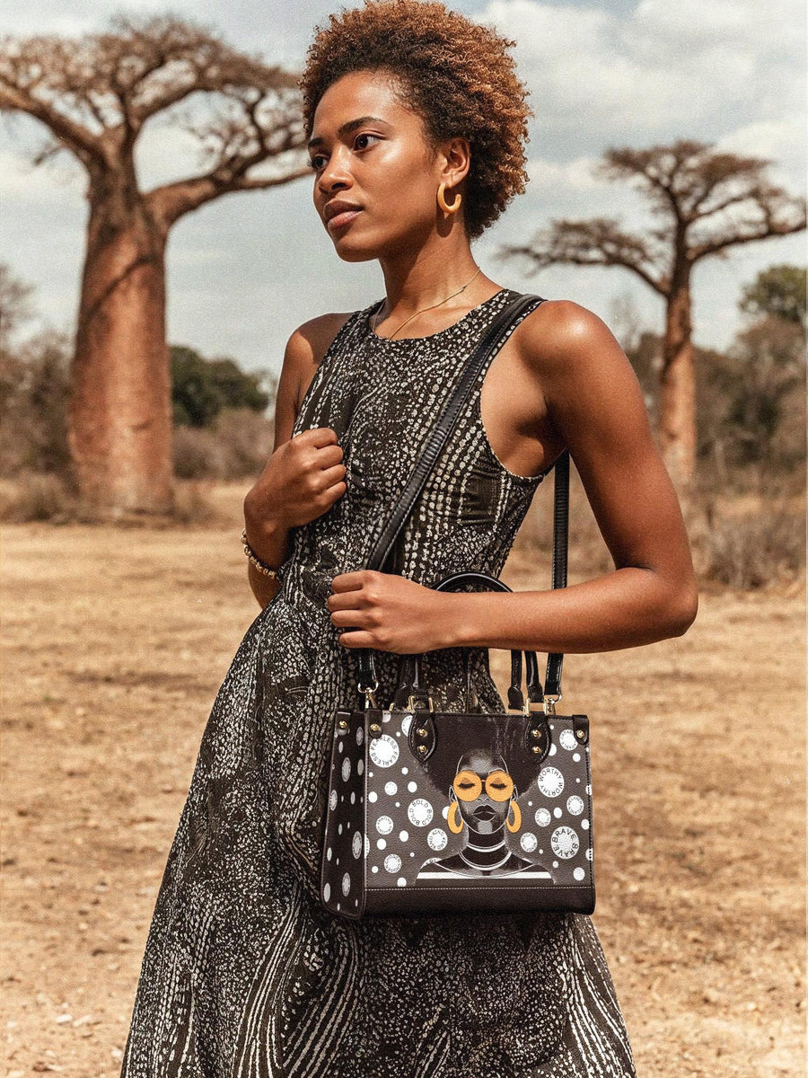"Fahari" Monochrome Small Leather Handbag