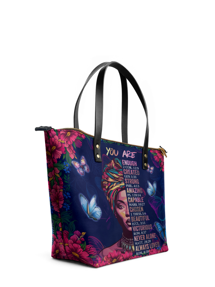 "Imani" Blue Orchid Leather Tote Bag
