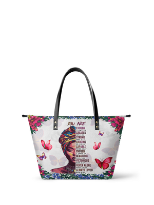 "Imani" Dove White Leather Tote Bag