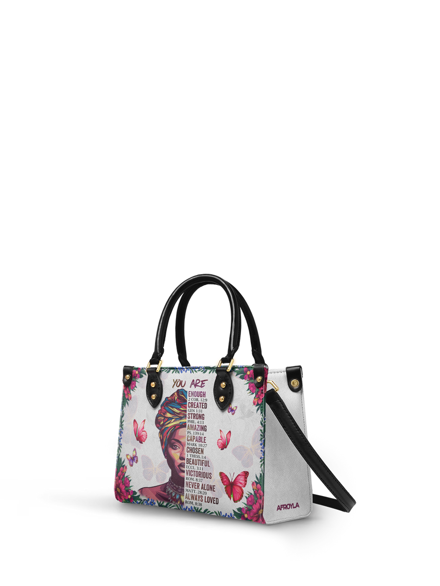 "Imani" Dove White Small Leather Handbag