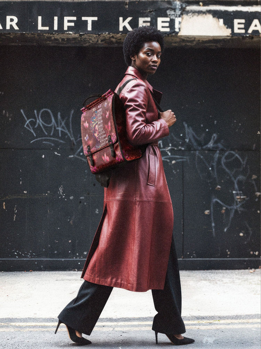 "Imani" Pomegranate Red Leather Backpack
