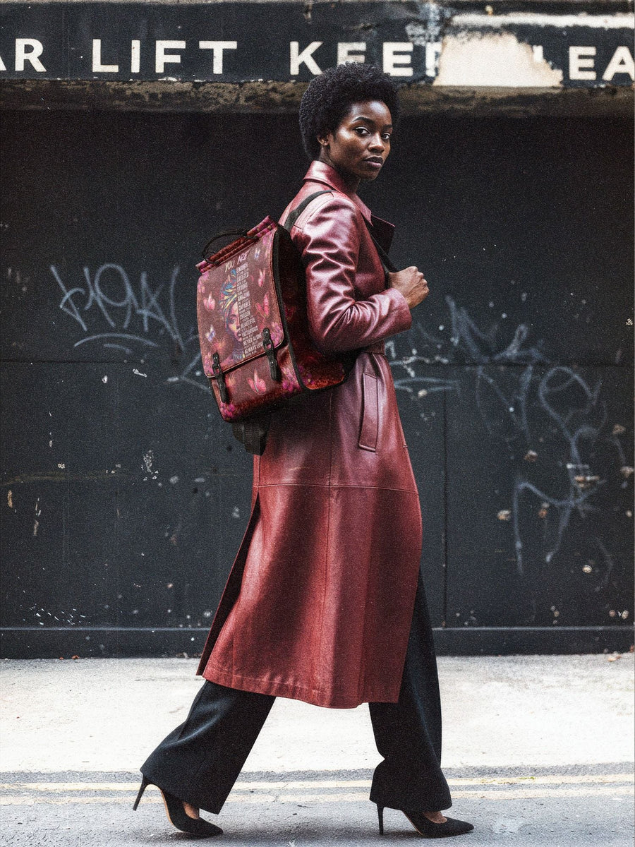 "Imani" Pomegranate Red Leather Backpack Matching Set - DD DEAL