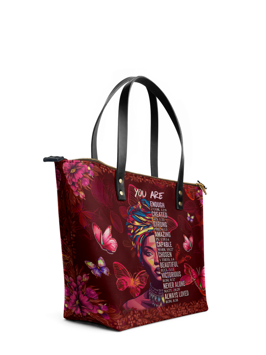 "Imani" Pomegranate Red Leather Tote Bag