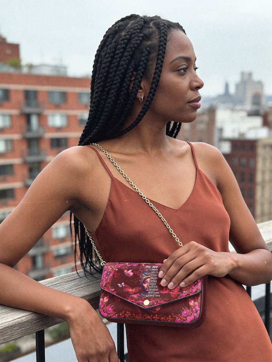 "Imani" Pomegranate Red Envelope Chain Crossbody Bag - DD DEAL