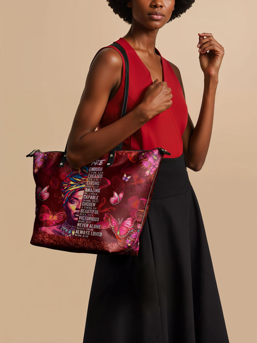 "Imani" Pomegranate Red Leather Tote Bag Matching Set - DD DEAL