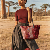 "Imani" Pomegranate Red Leather Tote Bag Deal