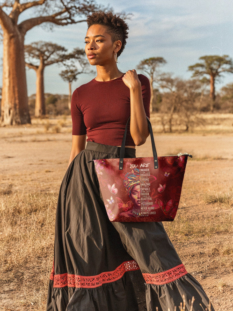 "Imani" Pomegranate Red Leather Tote Bag - DD DEAL