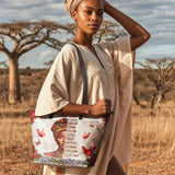 "Imani" Dove White Leather Tote Bag Deal