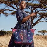 "Imani" Blue Orchid Leather Tote Bag BTS DEAL