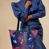 "Imani" Blue Orchid Leather Tote Bag BTS DEAL