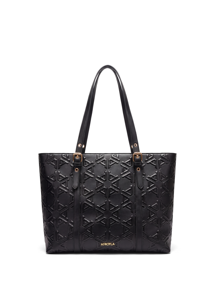 "Kenza" Monogram Leather Tote Bag