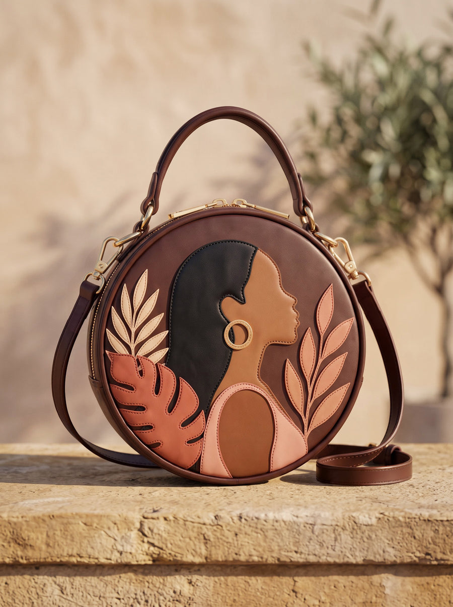 "Laini" Applique Circle Crossbody Bag