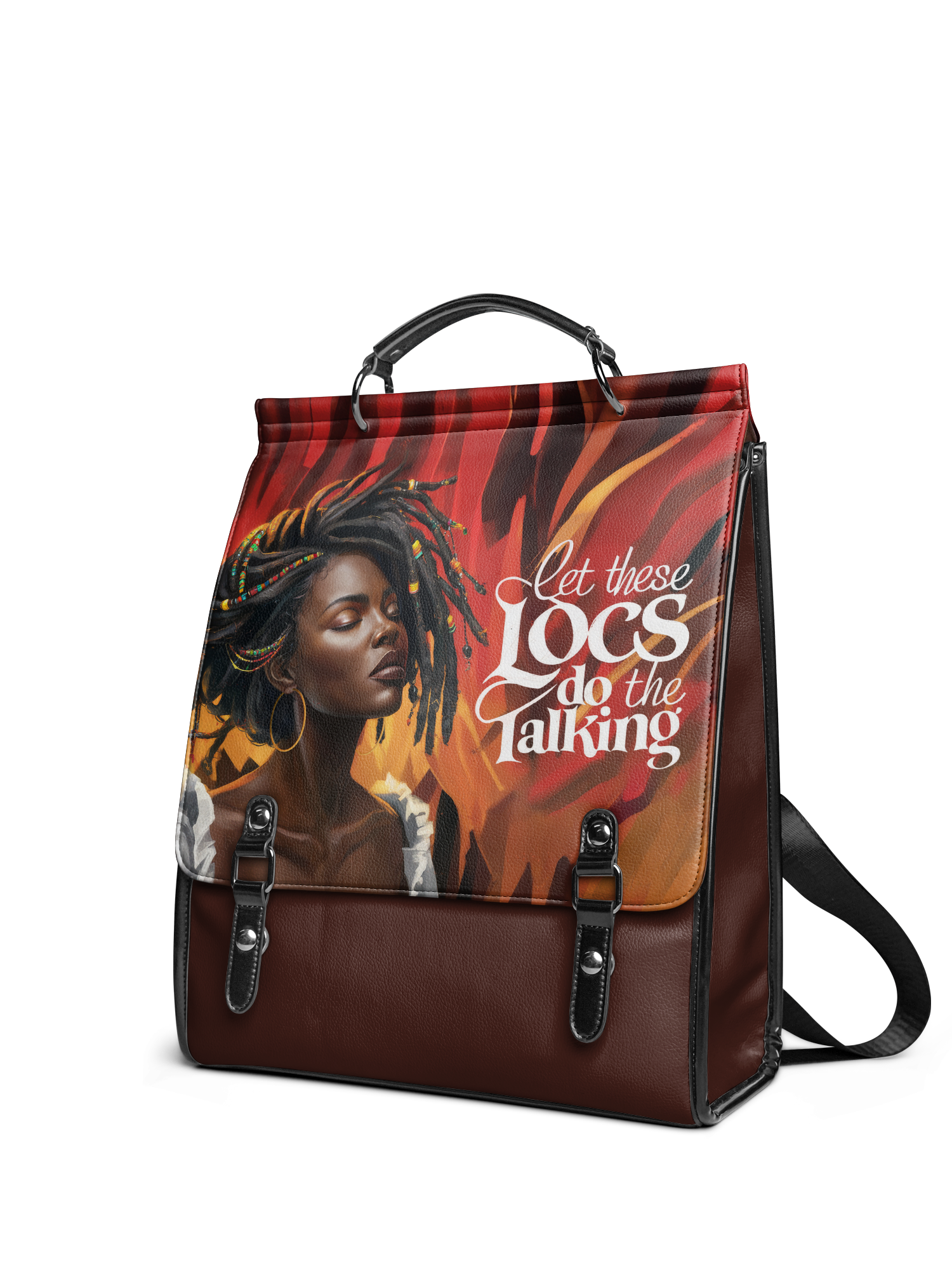 Black Girl Orange Leather Backpack — Black Owned Purse for Black Women