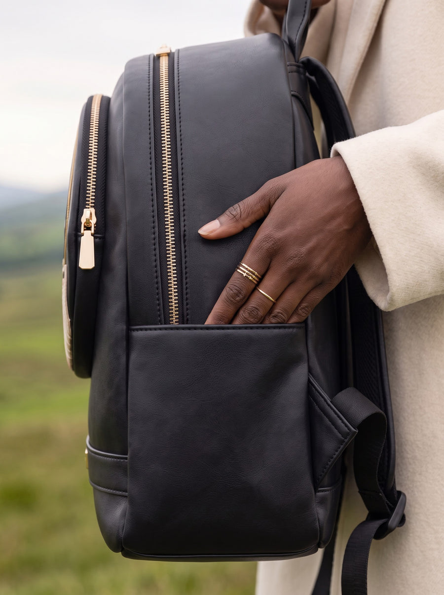 "Malaika" Applique Leather Backpack