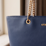 "Safiya" Navy Blue Chain Tote Bag