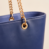 "Safiya" Navy Blue Chain Tote Bag