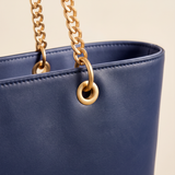 "Safiya" Navy Blue Chain Tote Bag